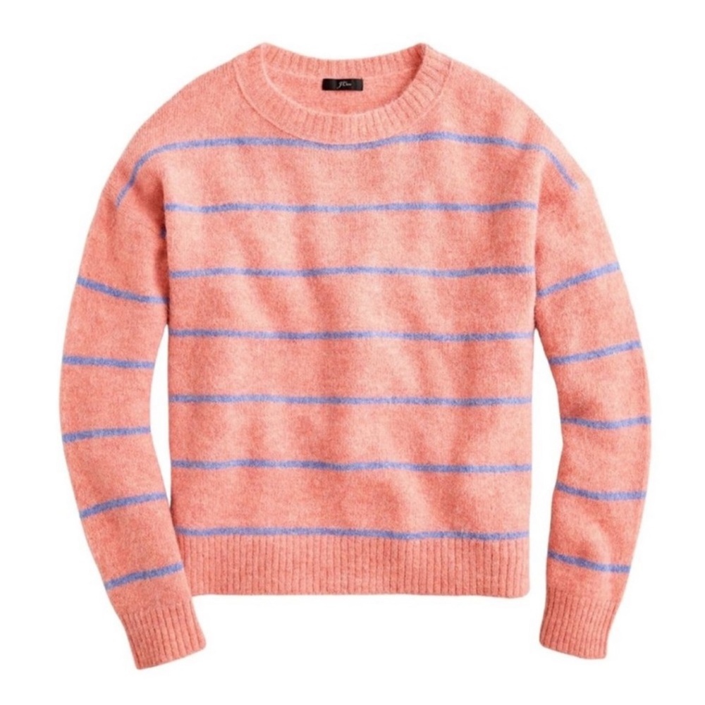 J. CREW Alpaca Blend Sweater Crewneck Oversized Preppy Striped, Size Medium